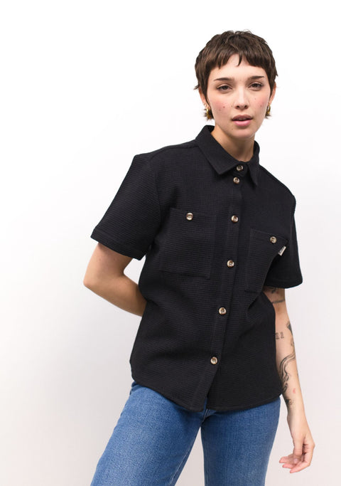 Guayabera Mujer Bossa 100% Algodón Negro