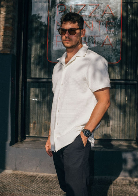 Camisa Kidel Hombre 100% Algodón Bahía Off White
