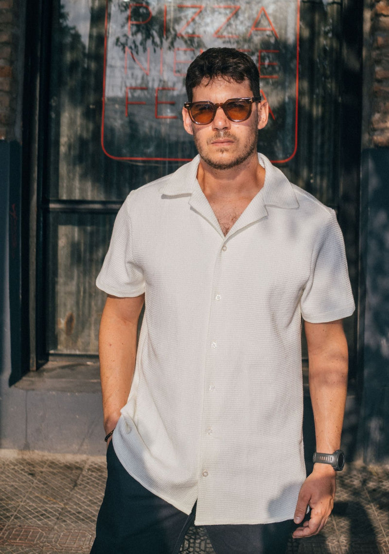 Camisa Kidel Hombre 100% Algodón Bahía Off White