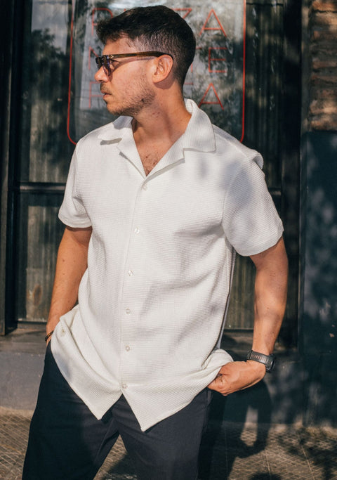 Camisa Kidel Hombre 100% Algodón Bahía Off White