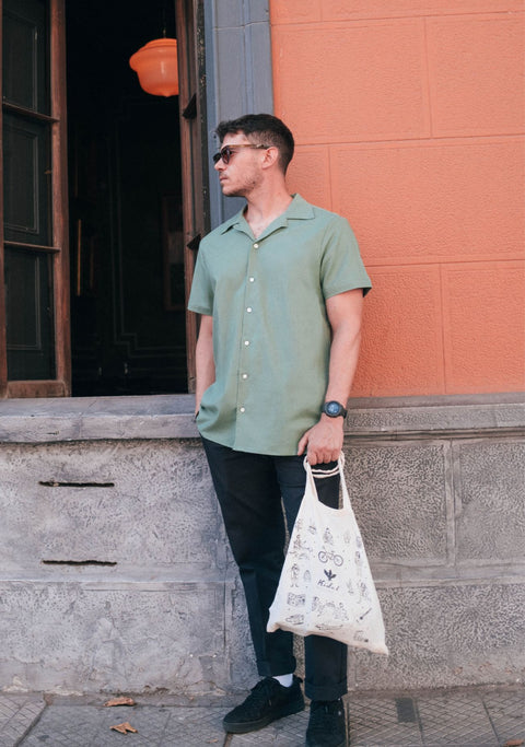 Camisa Kidel Hombre Lino Horizonte Verde
