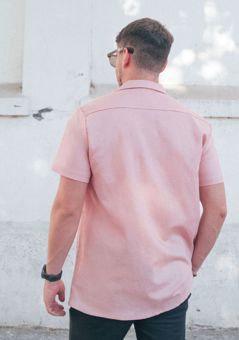 Camisa Kidel Hombre Lino Horizonte Rosada