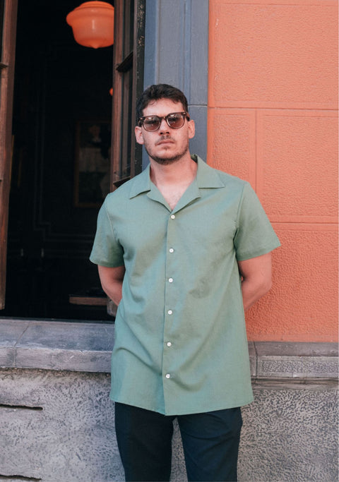 Camisa Kidel Hombre Lino Horizonte Verde