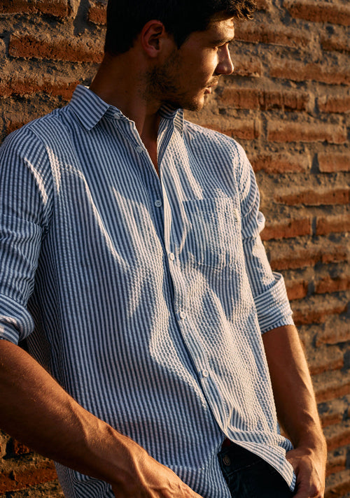 Camisa Piombino Rayas Azul/Blanco